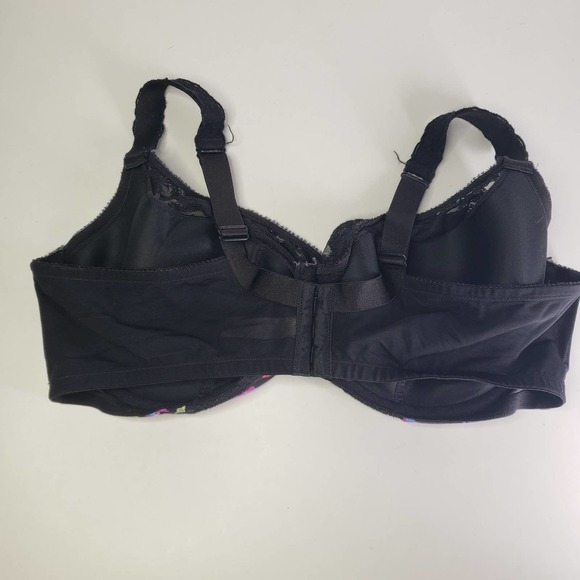 Cacique Floral Underwire Bra 44DDD Black‎ Pink Purple Lace - Picture 5 of 9